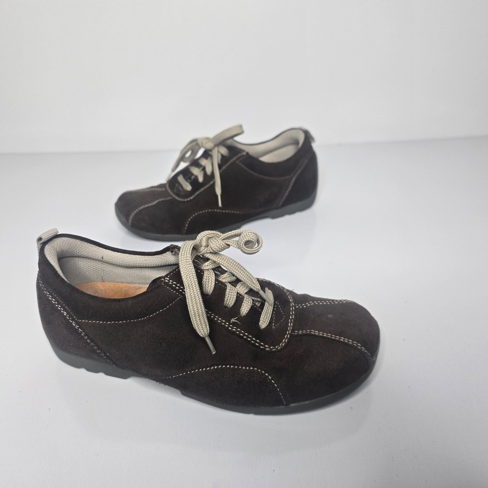 Footprints Birkenstock 37 Brown Suede Lace Up Sneakers Womens Low Top Shoes US 6